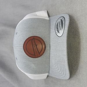 NWT Authentic Yupoong Snapback Flightline Logo Gray White Trucker Hat Adjustable